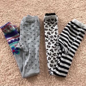Hanna Andersson Legging Tights Girls 5/6 Footless Leopard Stripe‎ Flowers